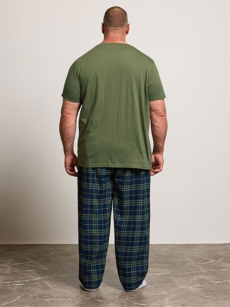 BadRhino Big & Tall Green Checked T-Shirt amd Pyjama Bottoms Set - Image 2 of 5 BadRhino Big & Tall Green Checked T-Shirt amd Pyjama Bottoms Set - Image 2 of 5