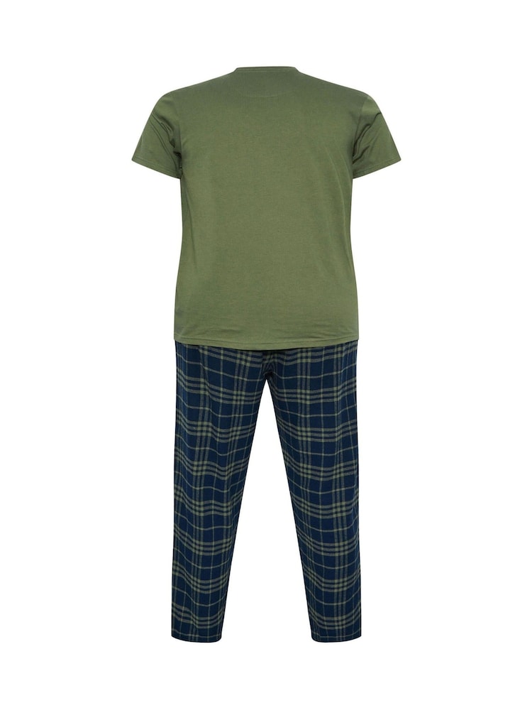 BadRhino Big & Tall Green Checked T-Shirt amd Pyjama Bottoms Set - Image 5 of 5 BadRhino Big & Tall Green Checked T-Shirt amd Pyjama Bottoms Set - Image 5 of 5