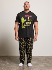 BadRhino Big & Tall Black Grinch Jersey Pyjamas Set - Image 1 of 5