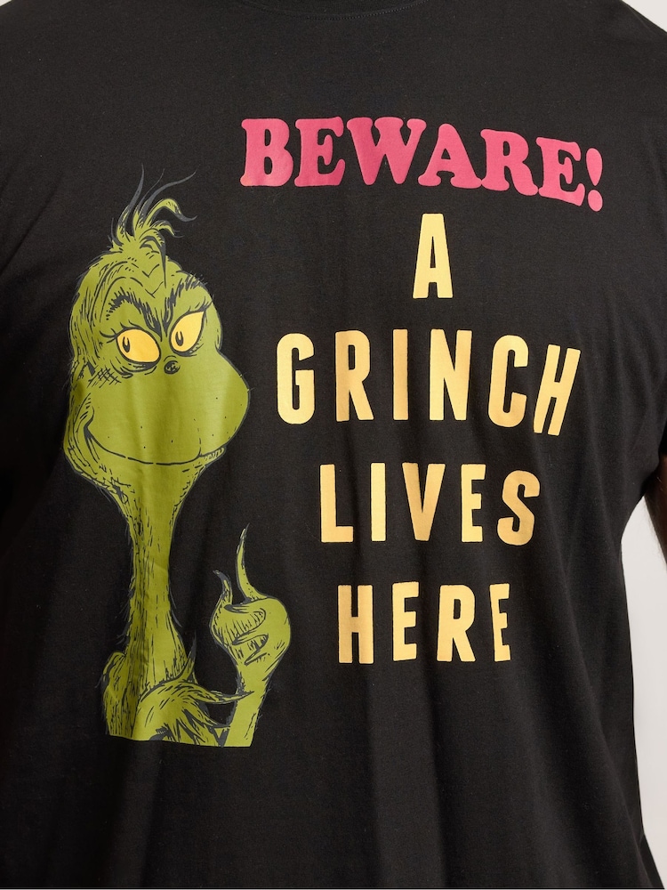 BadRhino Big & Tall Black Grinch Jersey Pyjamas Set - Image 5 of 5