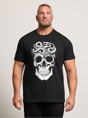 BadRhino Big & Tall Black Skull and Snake T-Shirt - Image 1 of 6