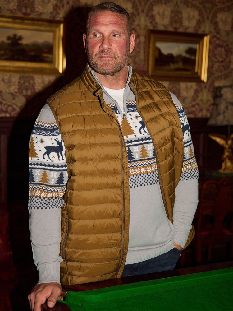BadRhino Big & Tall Grey Stag Quarter Zip Fairisle Jumper - Image 2 of 6