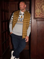 BadRhino Big & Tall Grey Stag Quarter Zip Fairisle Jumper - Image 3 of 6