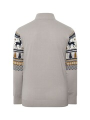 BadRhino Big & Tall Grey Stag Quarter Zip Fairisle Jumper - Image 6 of 6