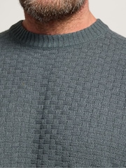 BadRhino Big & Tall Blue Textured Crew Neck Knitted Jumper - Image 4 of 6