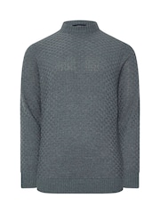 BadRhino Big & Tall Blue Textured Crew Neck Knitted Jumper - Image 5 of 6
