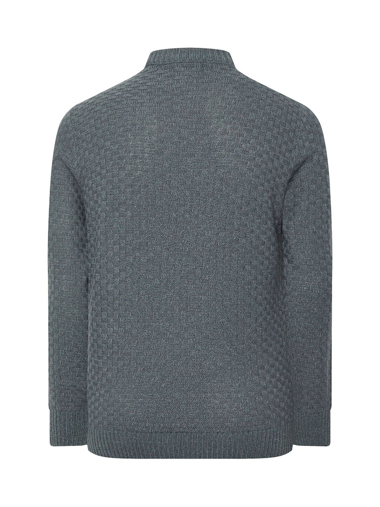 BadRhino Big & Tall Blue Textured Crew Neck Knitted Jumper - Image 6 of 6