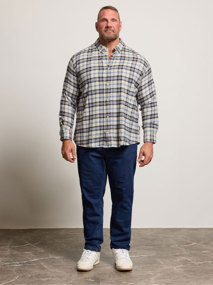 BadRhino Big & Tall White Checked Shirt - Image 2 of 6 BadRhino Big & Tall White Checked Shirt - Image 2 of 6