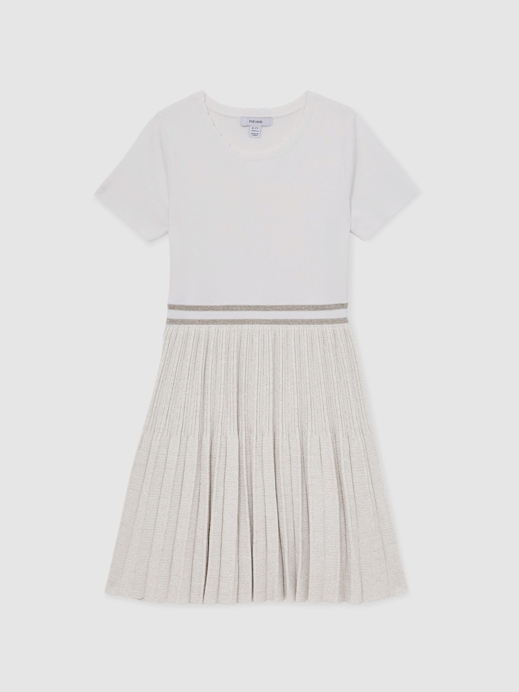 Reiss Zoe Metallic-Knit Pleated Dress - Bild 1 von 6
