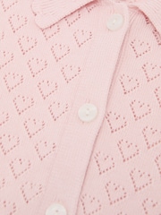 Reiss Pink Ava 3-9 yrs Cotton and Wool Heart-Pointelle Top - Image 4 of 4