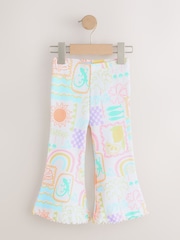 Ecru Rainbow Ribbed Flare Leggings (3mths-7yrs) - Image 1 of 4