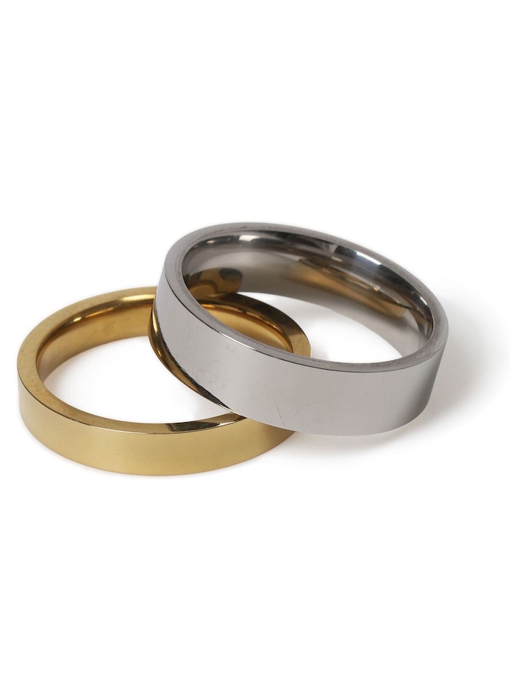 DCK Mens Silver Stainless Steel Band Ring Multipack - Image 2 of 2