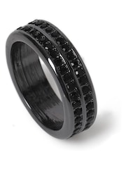 DCK Mens Paved Band Black Ring - Image 1 of 2