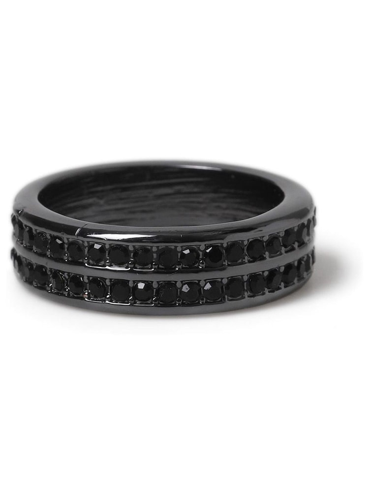 DCK Mens Paved Band Black Ring - Image 2 of 2