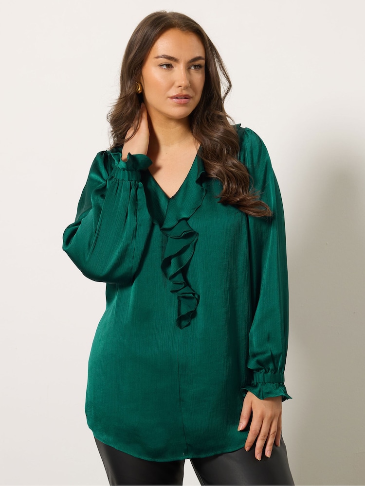Evans Green Evans Frill Front Tie Top - Image 1 of 5 Evans Green Evans Frill Front Tie Top - Image 1 of 5