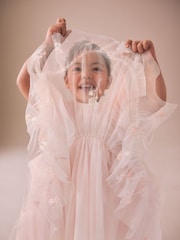 Pastel Pink Embroidered Mesh Occasion Dress (3mths-8yrs) - Image 4 of 4