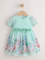 Mint Floral Print Flower Corsage Dress (3mths-8yrs) - Image 1 of 5