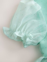 Mint Floral Print Flower Corsage Dress (3mths-8yrs) - Image 3 of 5