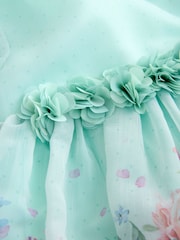 Mint Floral Print Flower Corsage Dress (3mths-8yrs) - Image 4 of 5