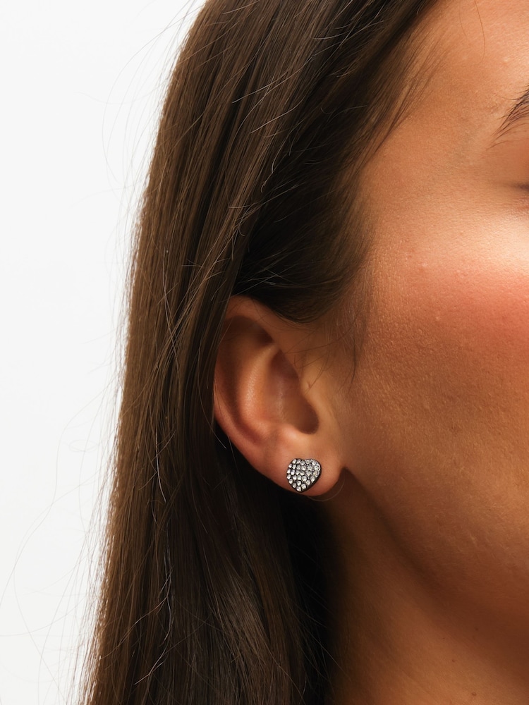 Mood Metallic Crystal Heart Stud Earrings 3 Pack - Image 3 of 3 Mood Metallic Crystal Heart Stud Earrings 3 Pack - Image 3 of 3