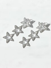 Mood Silver Tone Crystal Triple Star Statement Drop Earrings - Image 3 of 5