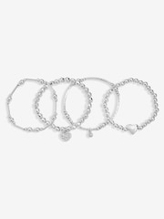 Mood Gold Tone Crystal Heart Multipack Stretch Bracelets Pack of 4 - Image 1 of 3