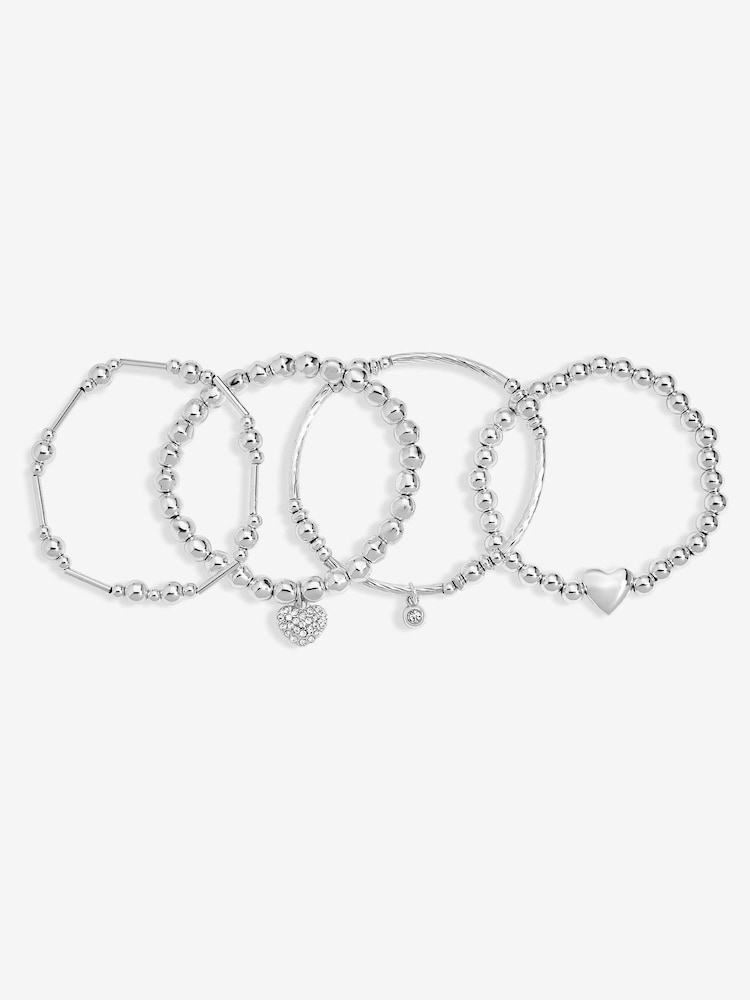 Mood Gold Tone Crystal Heart Multipack Stretch Bracelets Pack of 4 - Image 1 of 3