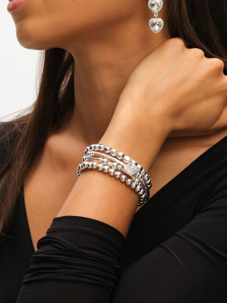 Mood Gold Tone Crystal Heart Multipack Stretch Bracelets Pack of 4 - Image 2 of 3