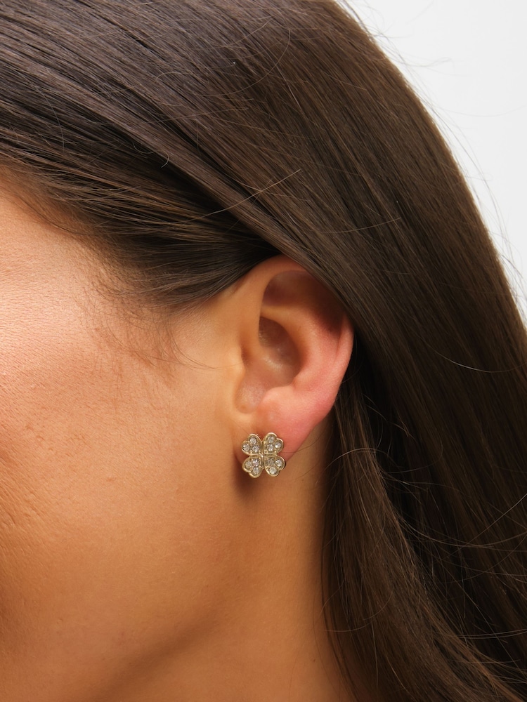 Mood Gold Tone Jet Crystal Clover Stud Earrings Pack of 3 - Image 4 of 4