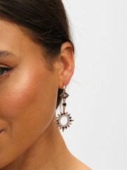 Mood Gold Tone Multi Colour Crystal Mismatch Celestial Earrings - Image 3 of 4