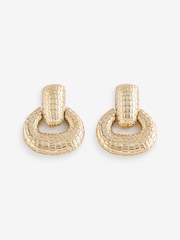 Mood Gold Tone Polished Snake Textured Doorknocker Earrings - Image 1 of 1