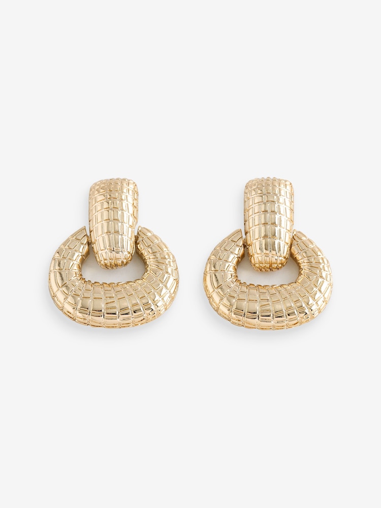 Mood Gold Tone Polished Snake Textured Doorknocker Earrings - Image 1 of 1 Mood Gold Tone Polished Snake Textured Doorknocker Earrings - Image 1 of 1