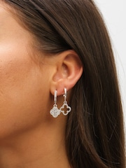 Mood Silver Crystal & Pave Clover Huggie Earrings Pack of 3 - Image 3 of 3