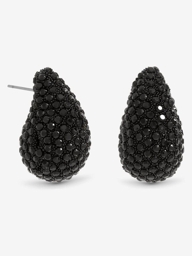 Mood Silver Jet Crystal Dome Stud Earrings - Image 1 of 3