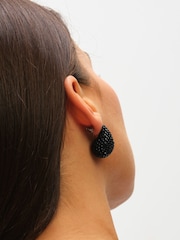 Mood Silver Jet Crystal Dome Stud Earrings - Image 2 of 3