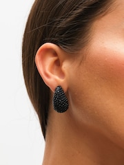 Mood Silver Jet Crystal Dome Stud Earrings - Image 3 of 3