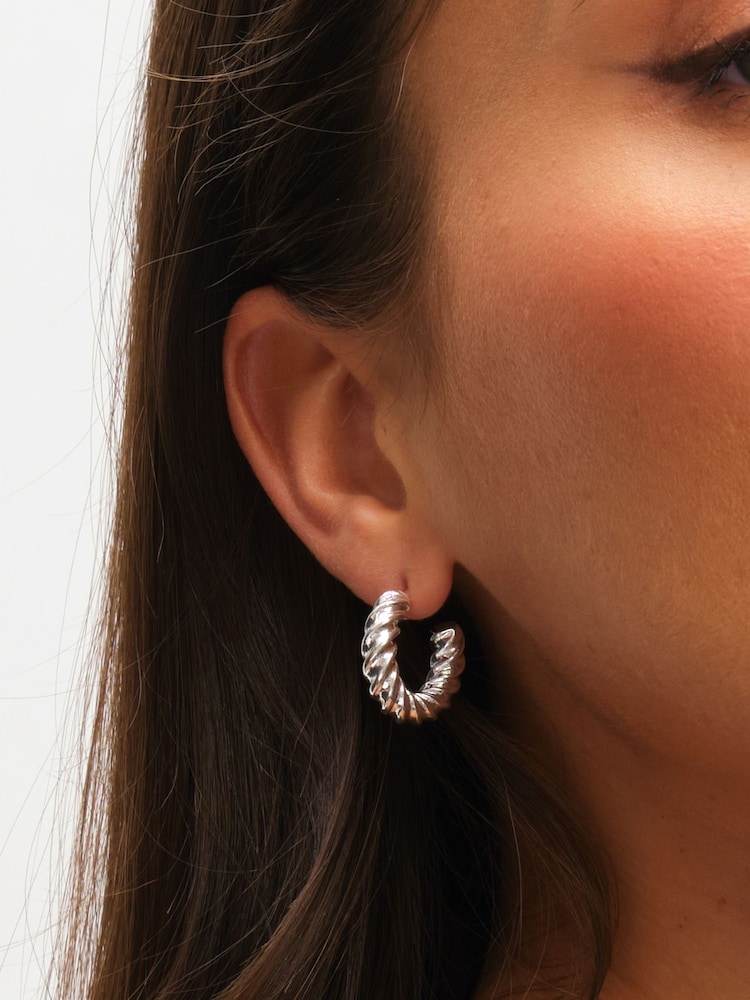 Mood Silver Tone Polished Twist Hoop Earrings Pack of 3 - Image 2 of 4 Mood Silver Tone Polished Twist Hoop Earrings Pack of 3 - Image 2 of 4