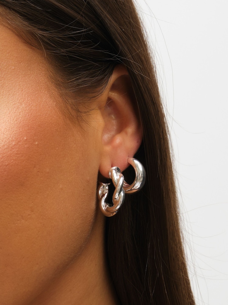 Mood Silver Tone Polished Twist Hoop Earrings Pack of 3 - Image 4 of 4 Mood Silver Tone Polished Twist Hoop Earrings Pack of 3 - Image 4 of 4