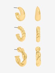Mood Gold Tone Polished Twist Hoop Earrings Pack of 3 - Image 1 of 3