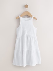 White Strappy Crinkle Summer Dress (3-16yrs) - Image 1 of 4