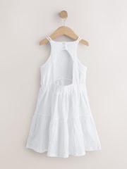 White Strappy Crinkle Summer Dress (3-16yrs) - Image 2 of 4
