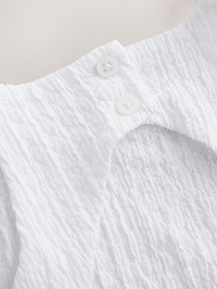 White Strappy Crinkle Summer Dress (3-16yrs) - Image 4 of 4