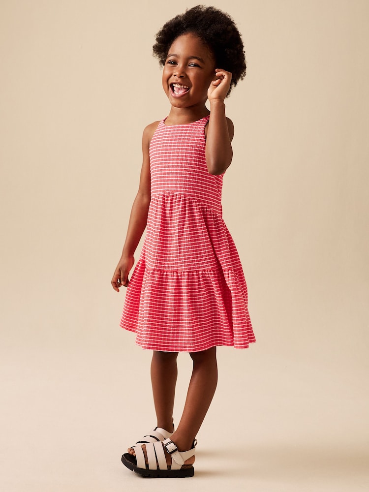 Red Stripe Strappy Crinkle Summer Dress (3-16yrs) - Image 1 of 8