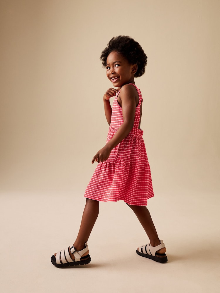 Red Stripe Strappy Crinkle Summer Dress (3-16yrs) - Image 2 of 8