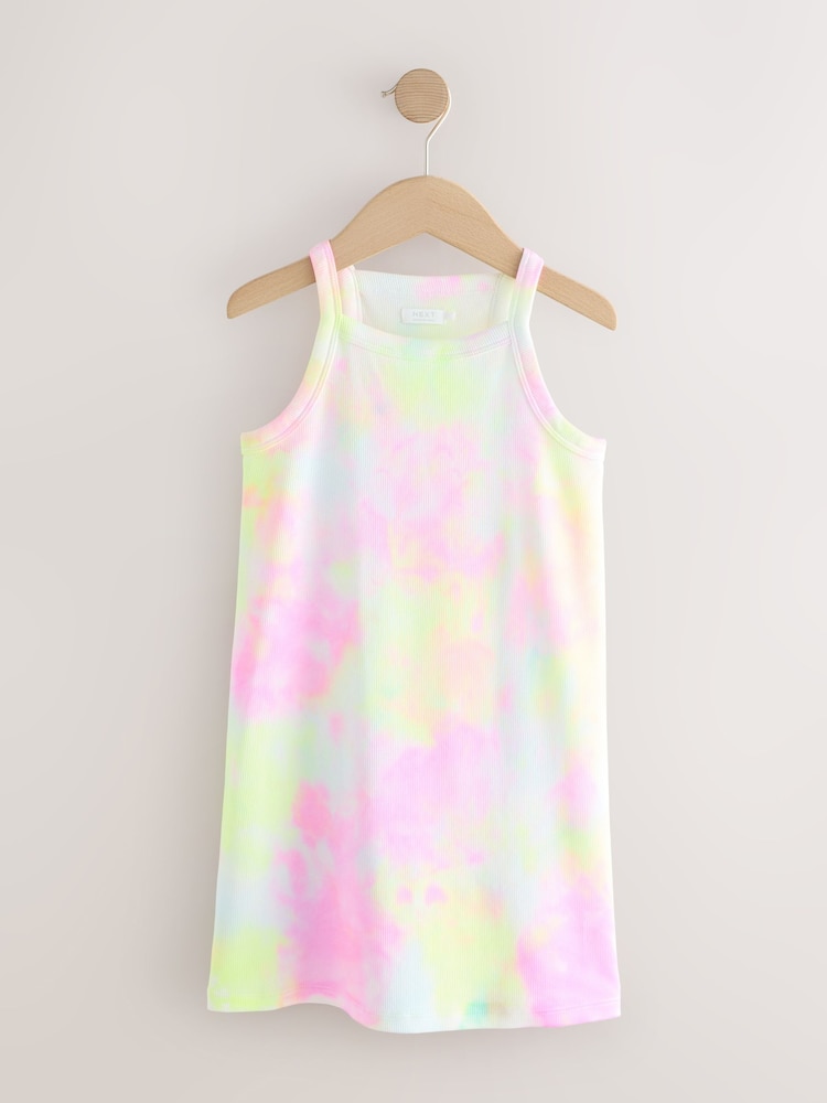 Multi Tie-Dye Rib Racer Dress (3-16yrs) - Image 1 of 4