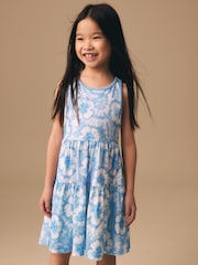 أزرق صباغة بالربط - Twist Back Summer Dress (3-16yrs) - Image 1 of 7