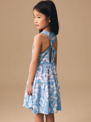 أزرق صباغة بالربط - Twist Back Summer Dress (3-16yrs) - Image 3 of 7