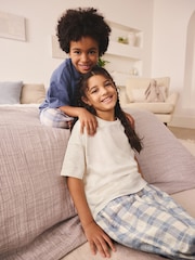 Blau/Ecru - Pyjama mit weitem Bein, 1er-Pack (2–16 J.) - Bild 2 von 2