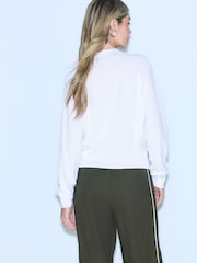 White Soft Touch V-Neck Cotton Rich Button Up Cardigan - Image 4 of 8