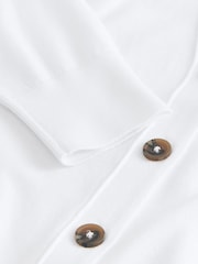 White Soft Touch V-Neck Cotton Rich Button Up Cardigan - Image 7 of 8